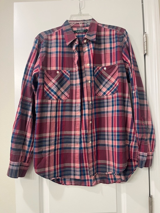 Lauren Ralph Lauren Tops - Lauren Ralph Lauren Pink Plaid Button-Down Shirt Long Sleeves Womens Large